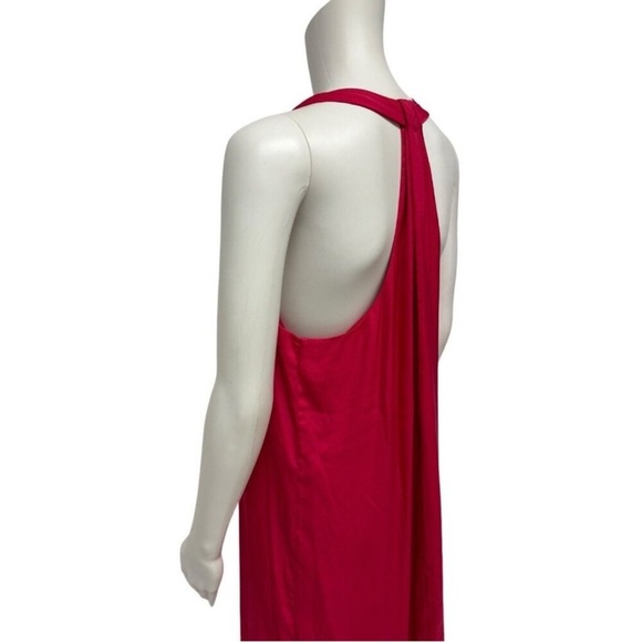 BCBG Max Azria Women’s Sleeveless Elegant Bright Pink Satin Maxi Dress - Picture 14 of 15
